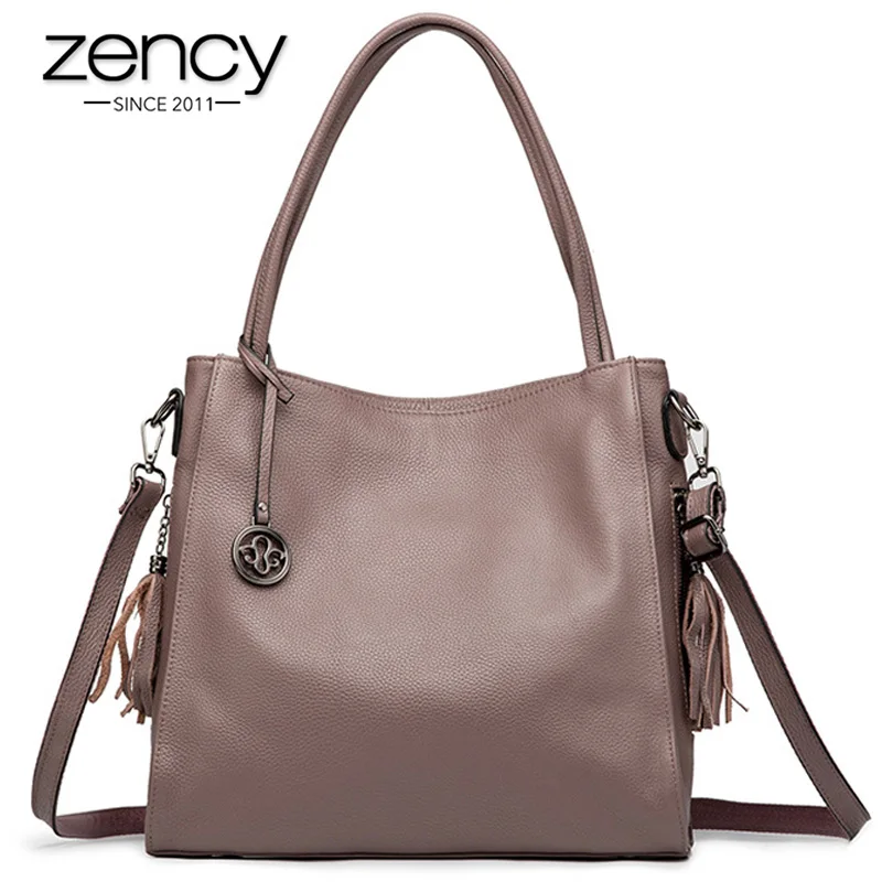 Zency 2021 Новая модная женская сумка через плечо с кисточкой 100% натуральная кожа