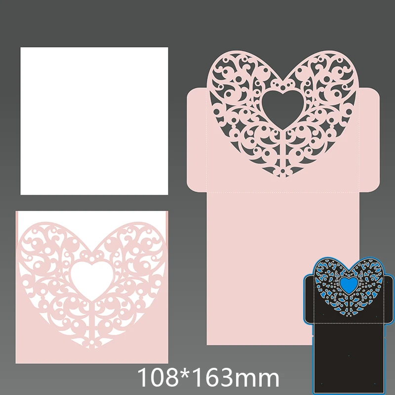 

Metal steel Cutting Dies Heart shaped openwork greeting card DIY Scrapbooking Photo Album Embossing paper Cards 108*163mm