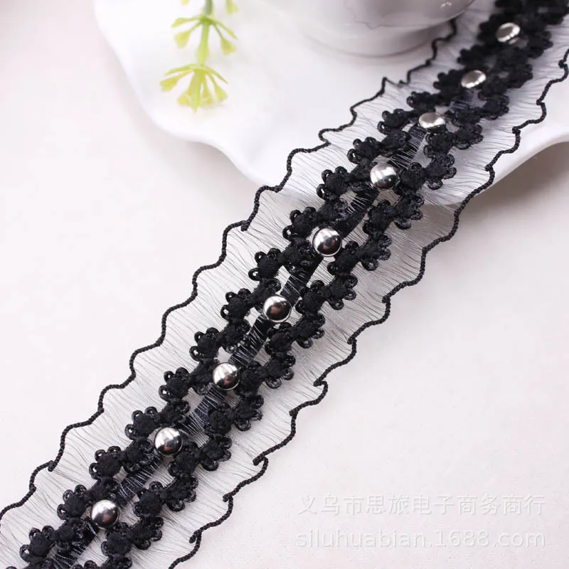 

1 yards Elastic Embroidery Beaded Lace Organza Ribbons for DIY Craft Gift Wrapping Bowknot Clothing Accessories