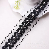 1 yards elastic embroidery beaded lace organza ribbons for diy craft gift wrapping bowknot clothing accessories