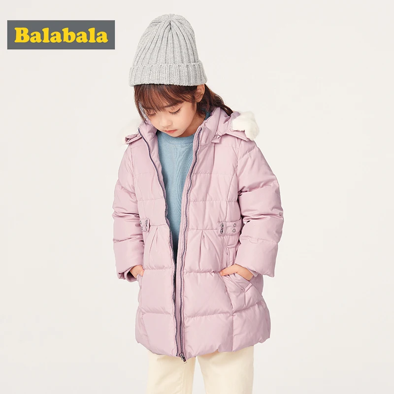 Детская одежда пуховик для девочек длинная куртка принцессы с капюшоном на осень