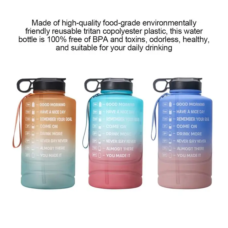 

Water Bottle Motivational Time Marker Water Jug Portable Half Gallon Sports Drink Cup with Lid Outdoor Sports