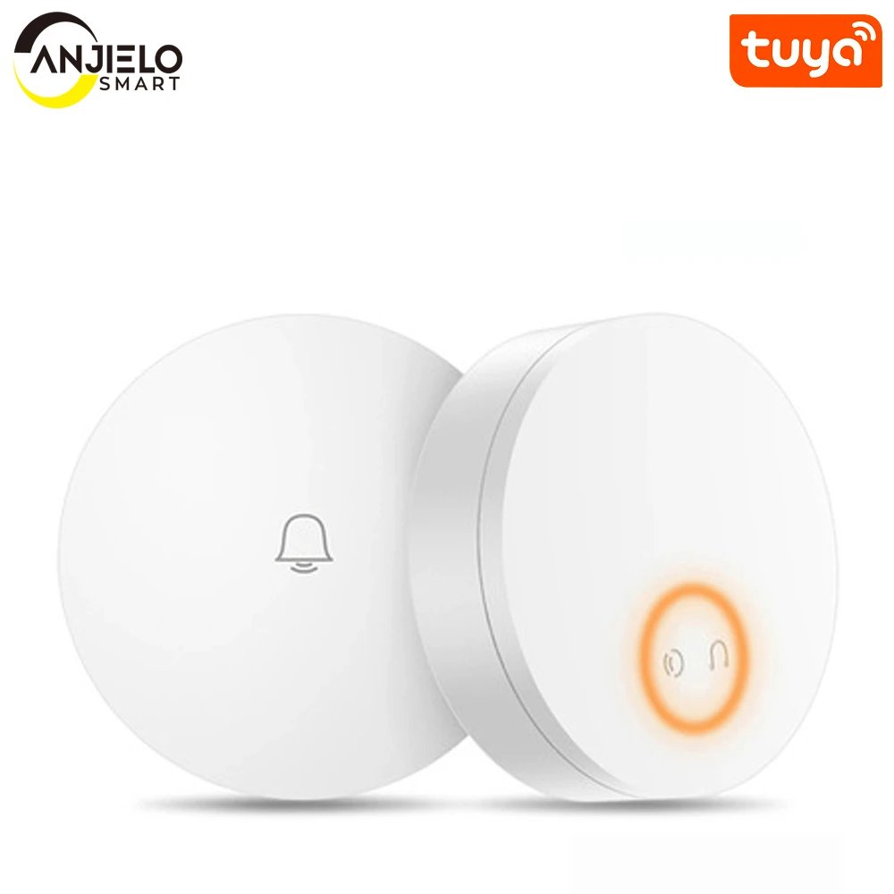 Anjielosmart Tuya Wireless No Batteries Doorbell, Waterproof Wall Plug-in Cordless Door Chime Kit with 300m Range, 36 Chimes