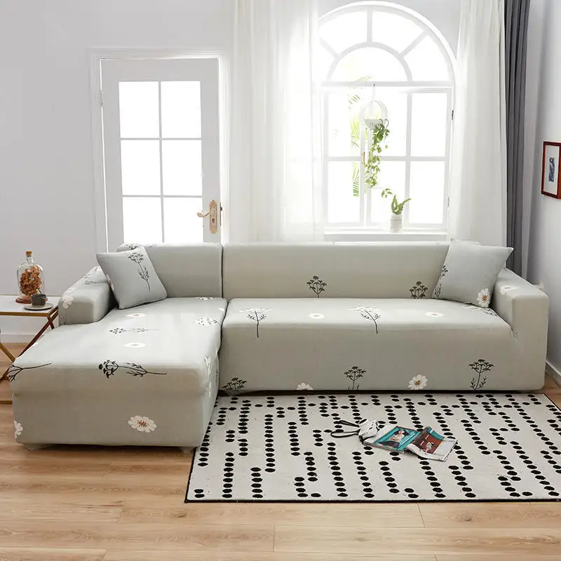 

Polyester Fabirc Elastic Sofa Cover Print L Shape Sofa Covers for Living Room Stretch Slipcover Couch Cover XF872-3