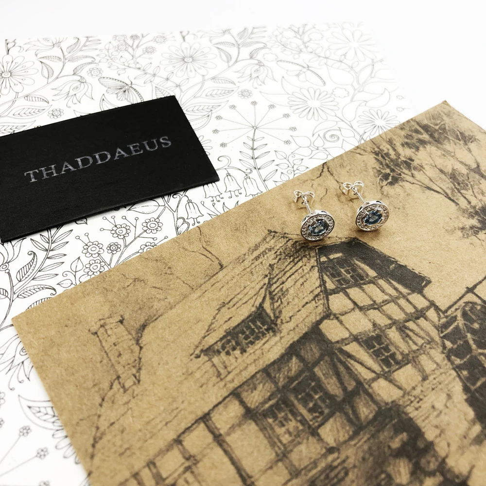 Круглый светильник синий серьги гвоздики Европа Стиль Модные Качественные