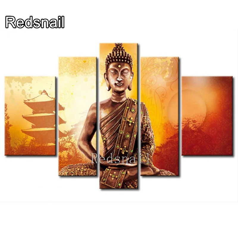 

Diamond Mosaic Buddha picture combination DIY square embroidery cross embroidery wall Mosaic art gifts 5 sets TT2706