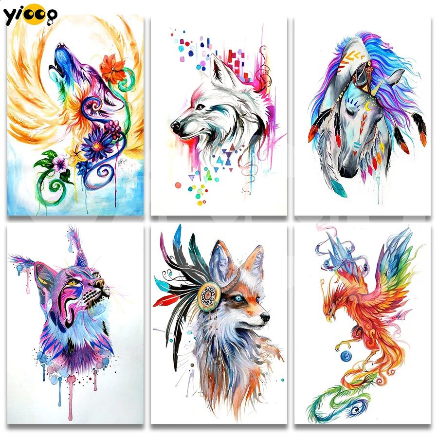 

Full Square/Round Drill Diamond Painting Embroidery Watercolor Animals Series Rhinestone Mosaic Cross Stitch Decor Gift TX80