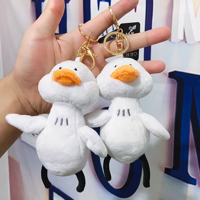 Free ship 15cm cute duck doll key chain ins bag pendant backpack pendant plush keychain car keys keychains mini stuffed toys