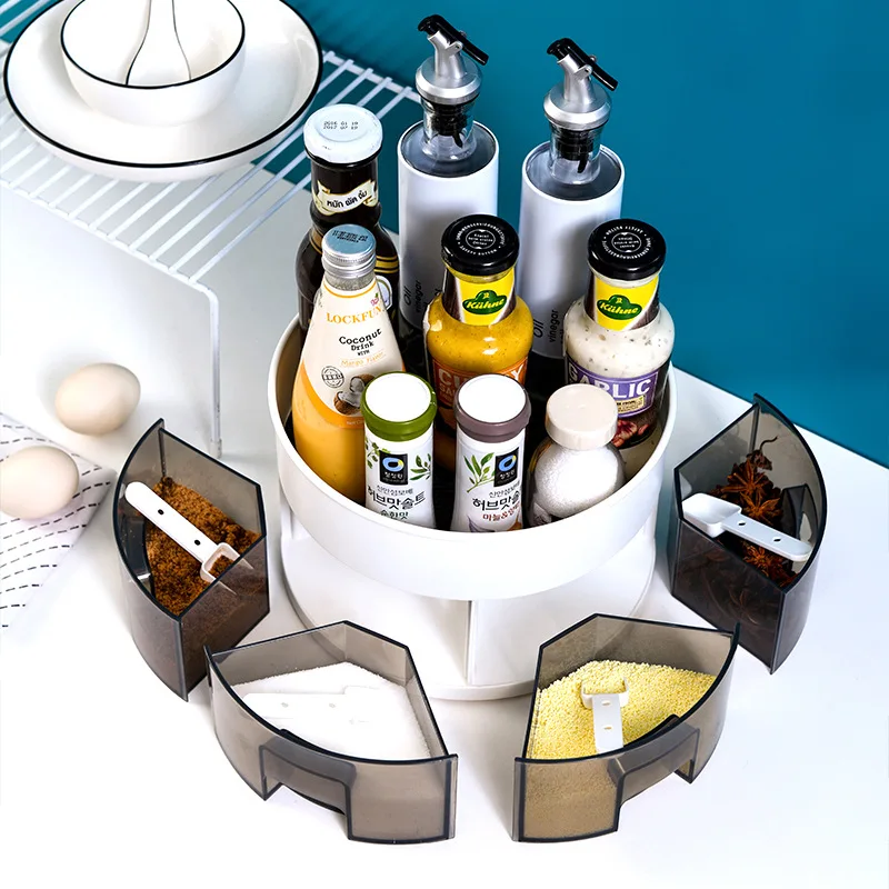 

Revolving condiment antiskid condiment storage box set storage rack