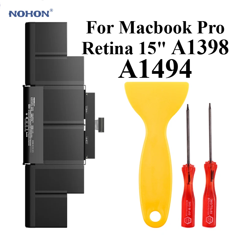 

Аккумулятор Nohon A1494 для ноутбука Apple MacBook Pro Retina 15 дюймов, литий-полимерный аккумулятор A1398 Late 2013 Mid 2014, ME293, ME294, MGXA2, MGXC2