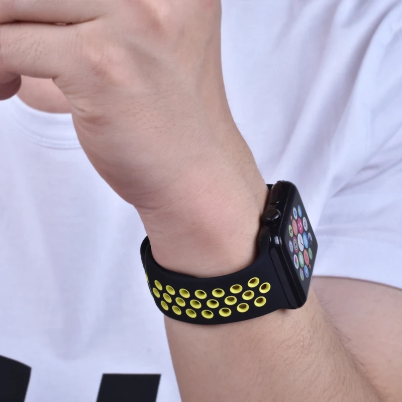 Спортивный силиконовый ремешок для Apple watch 5 4 3 2 1 дышащий браслет ремешок correa Apple watch 42 мм 38 мм для Nike+ iwatch 44 мм 40 мм