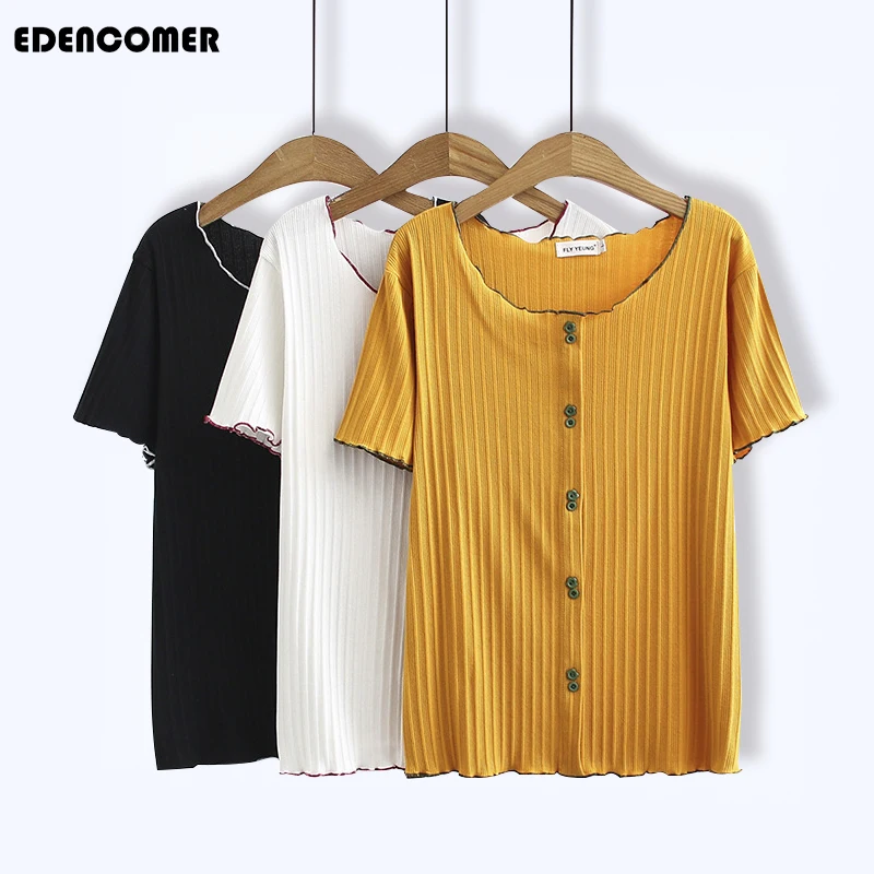 

Large Size T-shirts Spring and Summer 2020 New Thin Loose Sunken Stripe Short-Sleeved Plus Size Knitted T-shirt Tops Korean