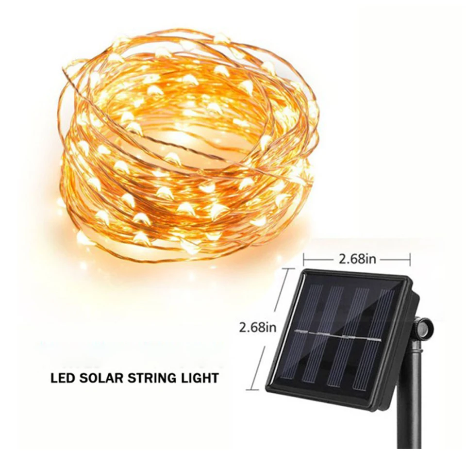 Рождественский светодиодный светильник на солнечной батарее водонепроницаемый