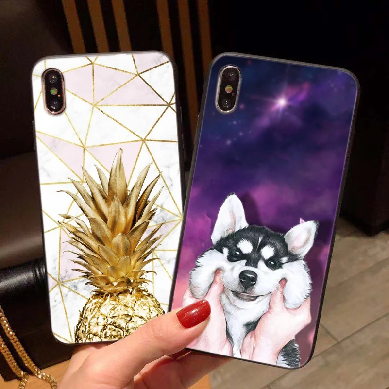 Силиконовый чехол с изображением животных сердечек для iPhone X телефона 6S 6 7 8 Plus XS Max