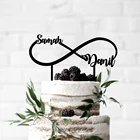 Персонализированные имена, Топпер для свадебного торта, уникальный романтический лук, топпер для торта, деревянный милый свадебный знак бесконечности, знак любви, украшение для торта