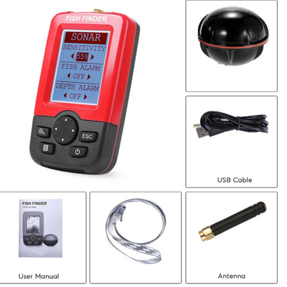 Портативный Умный глубинный рыболокатор с беспроводным гидролокатором 125 кГц