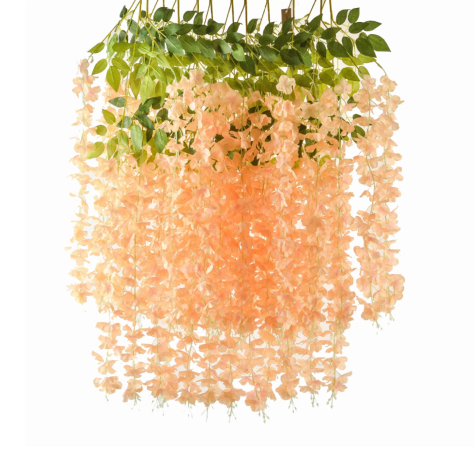 

12pcs Flower Vines Garland Wisteria Flower Simulation Fake Flowers Green Leaf Rattan Props Wedding Set Wall Hanging Home Dcor