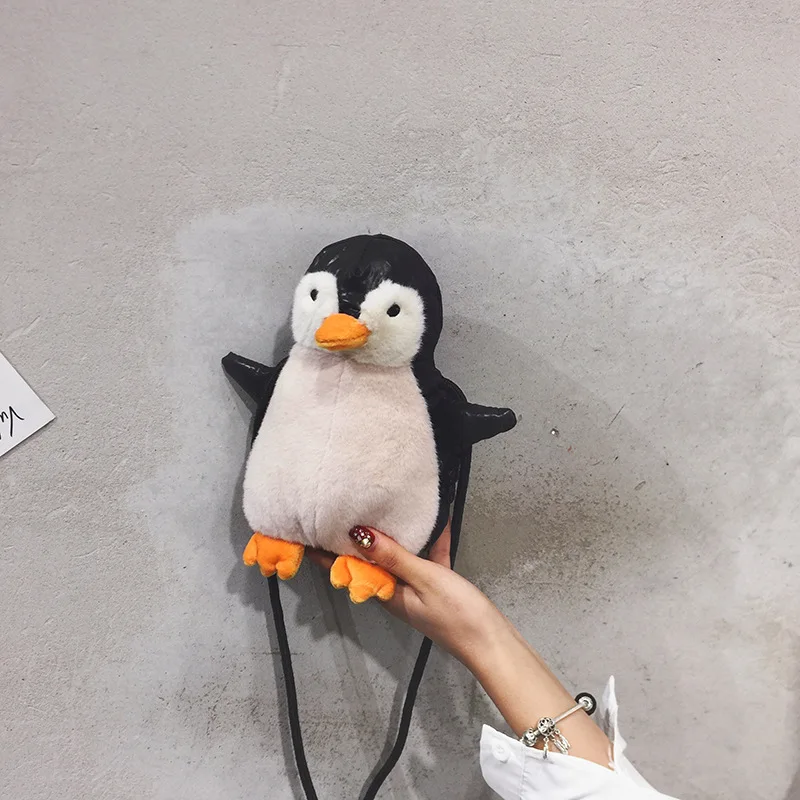 Сумка кросс боди Женская плюшевая милый мультяшный Пингвин мессенджер для