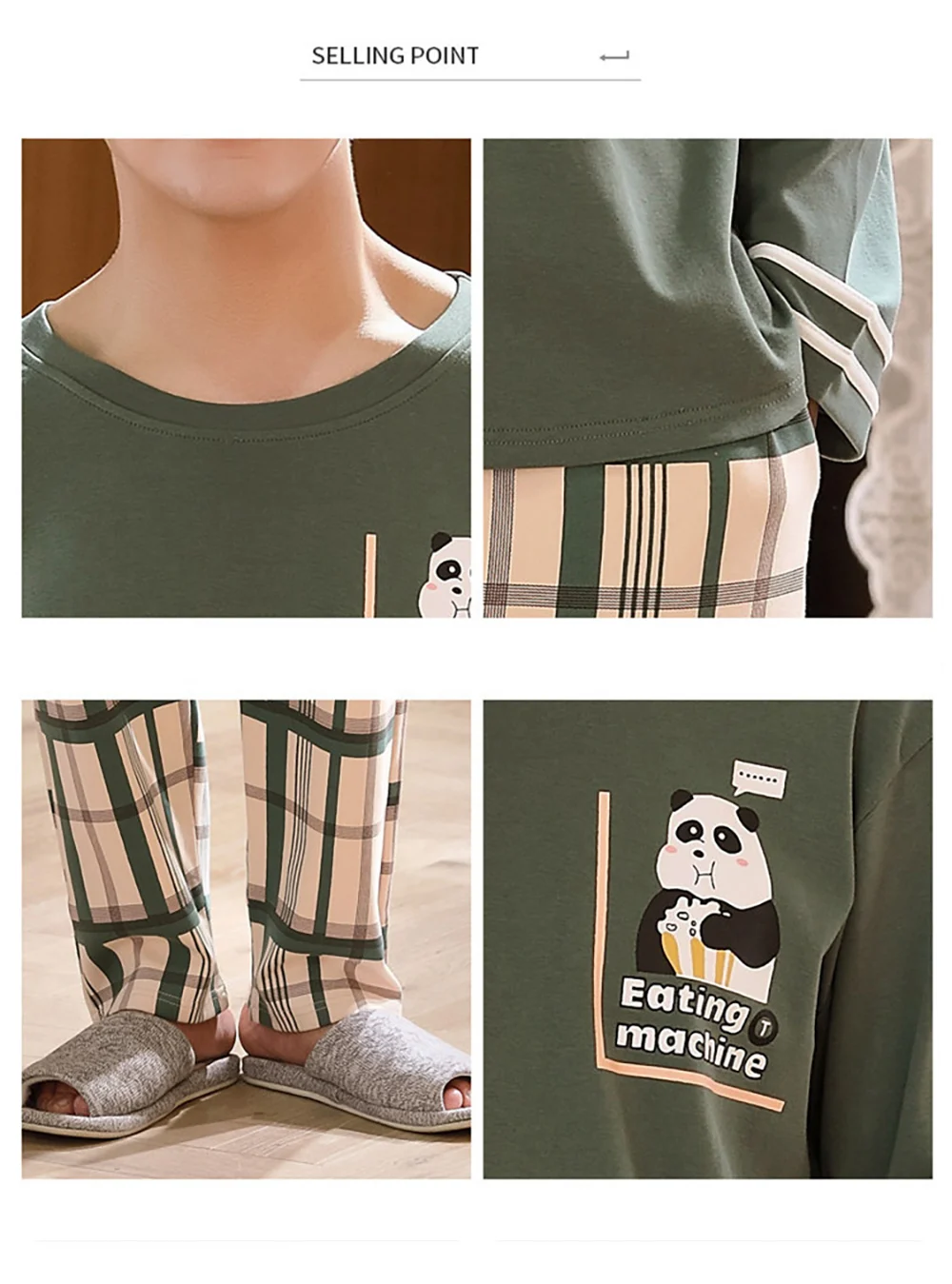 pajama joggers Men's Winter Warm Pajamas 100% Cotton Sleepwear Home Wear Cartoon Panda Print Pajama Male Casual Long Sleeve Plus Size Sets Suit checkered pajama pants