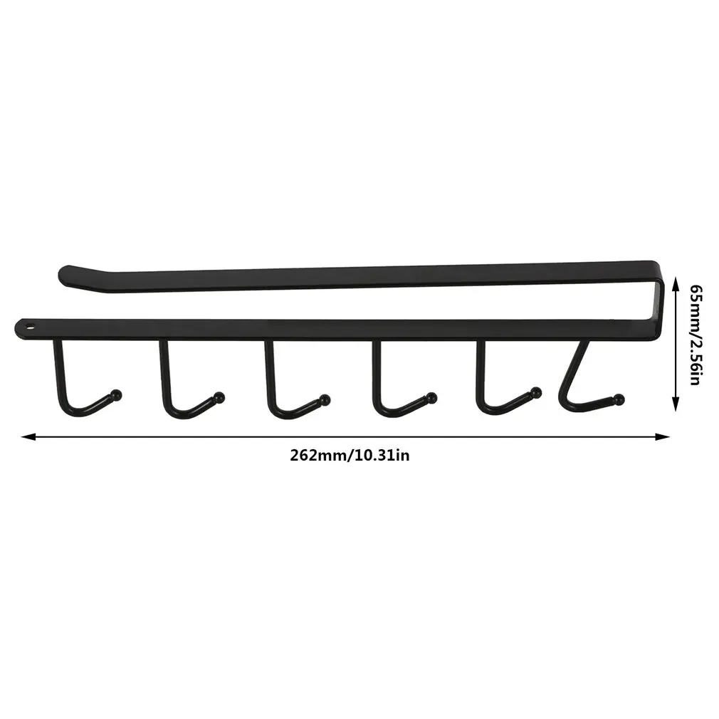 

U Type Design 6 Hook Rack Bathroom Kitchen Organizer Seamless Hanging Multi Hooks Wine Coffee Cup Storage Holder Dishes Racks