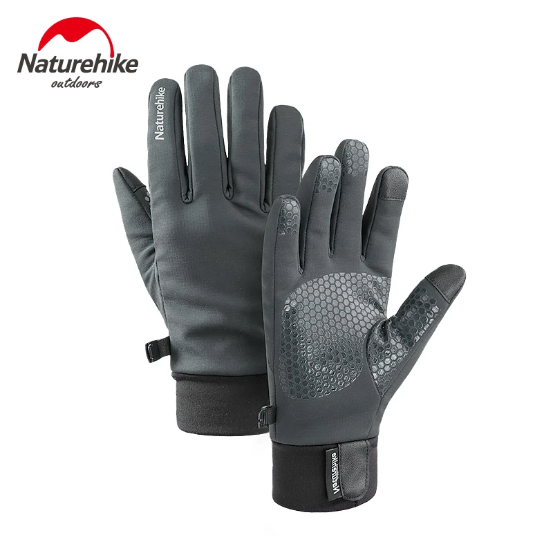 Gray Naturehike новые зимние уличные плюс бархатные теплые перчатки брызгозащищенные сенсорный экран беговые ветрозащитный для езды спортивные перчатки - Цвет: Gray