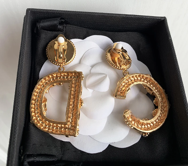 2019 новый модный бренд дизайн барокко корт Ретро золотые клипсы для ушей