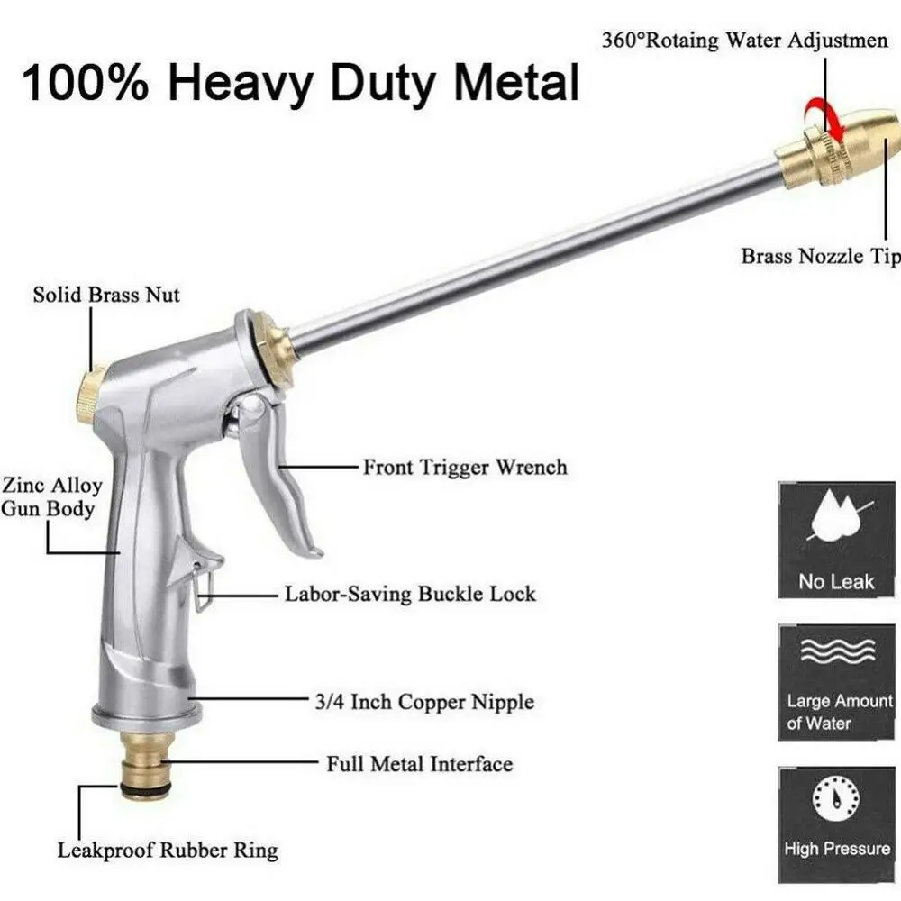 

Water Gun Garden Hose Nozzle Water Spray Adjustable Car Washer High Household Washer For Plant Cleaning Flower Power Pressu