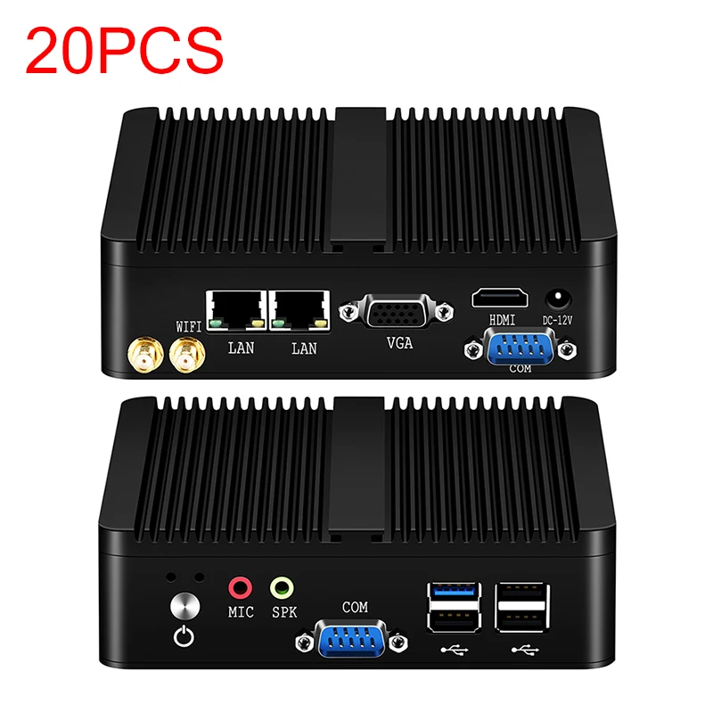 20 шт. безвентиляторный мини ПК Intel Celeron j1900 Windows 10 7 Linux тонкий клиент Minipc Pfsense Micro 2 Lan