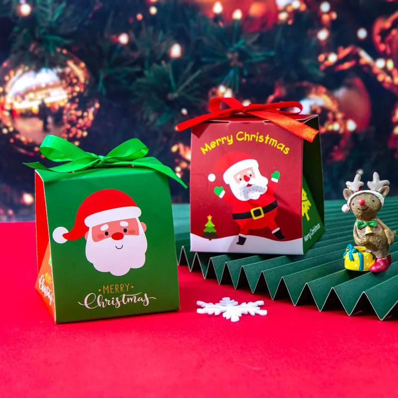 

Green Christmas Gift Boxes Santa Claus Snowman Paper Packaging Candy Chocolate Box for Xmas Baby Shower Party Favors