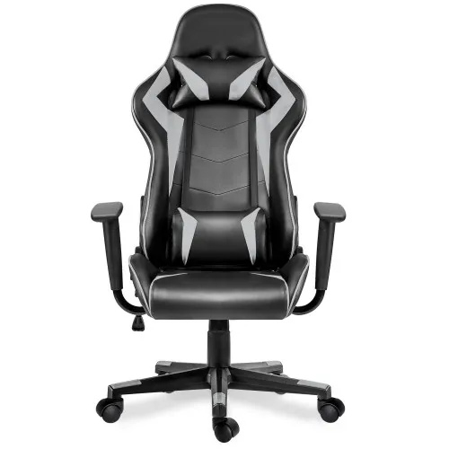 Grey Игровой стул с высокой спинкой эргономичный регулировка высоты офисный стул офисная поддержка Настольный стул поддержка сиденья подголовник и поясничный - Цвет: Grey
