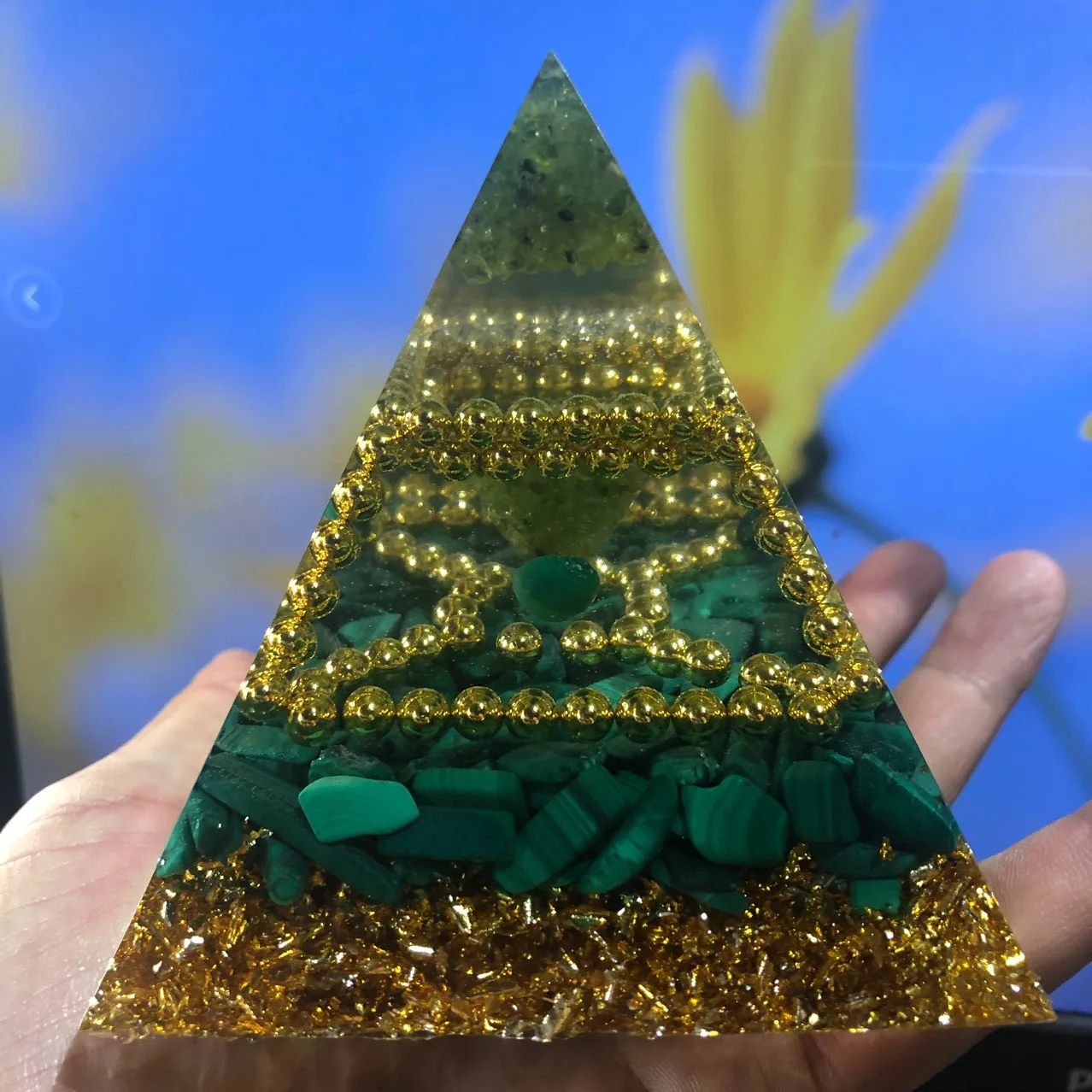 

Orgonit Pyramid Chakras Rose Quartz Stone Orgon Energy Crystals Original Home Office Decor Resin Reiki Gift Decoration