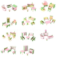 49pcs 11 sets baby wooden furniture dolls house miniature child play toys gifts