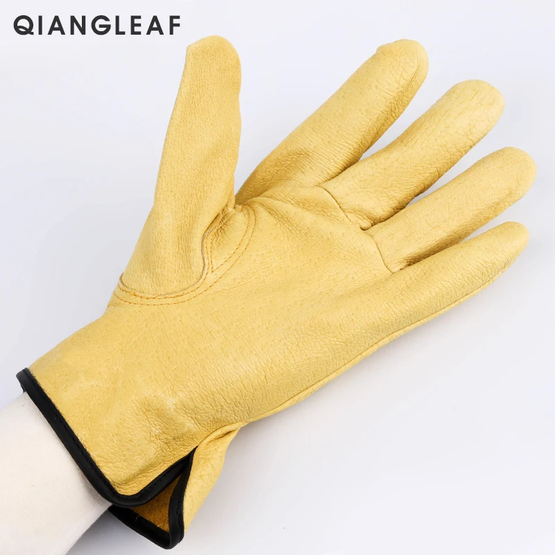 QIANGLEAF, новинка, мужские рабочие перчатки, свиная кожа, защита для безопасности, режущий рабочий ремонтник, гаражные гоночные перчатки, H92