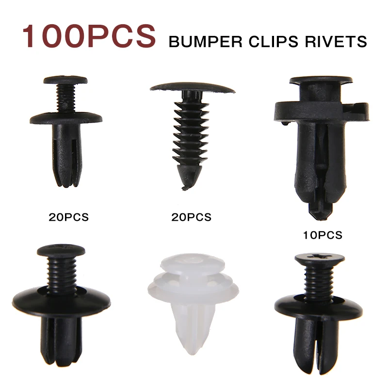 

100 шт. зажимы для бампера, заклепки, модель 6 размеров, автомобильные зажимы для Toyota Corolla, Honda Civic, Nissan