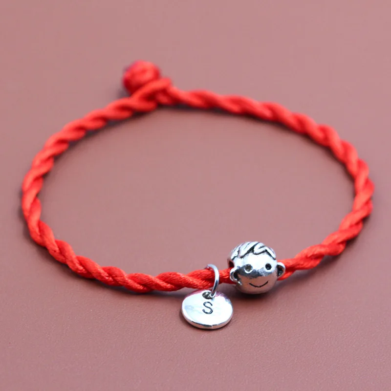 Искусственные буквы подвеска бусины в форме головы мальчика Браслет нитка с