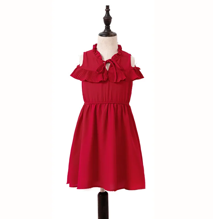 Новейшее модное летнее платье для маленьких девочек однотонное кружевное с