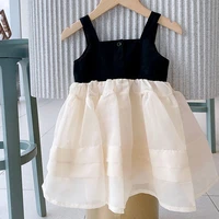 korean kids clothes girls fashion sleeveless patchwork mesh gown toddler baby girl dress party formal princess dress 2 6 years