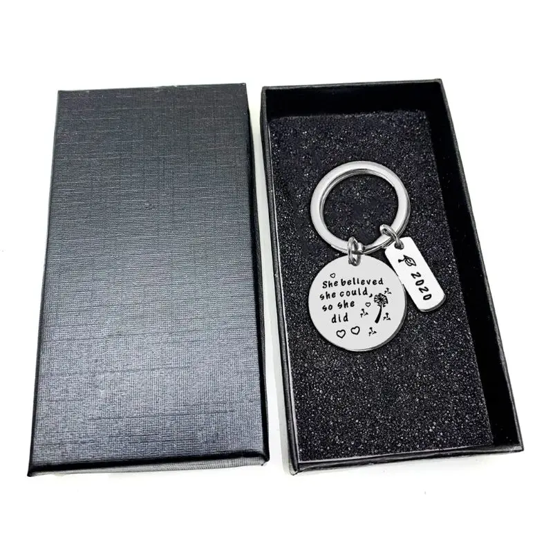 

Her Inspirational Gift for College Graduation she believed She could Graduation Keychain with Gift Box
