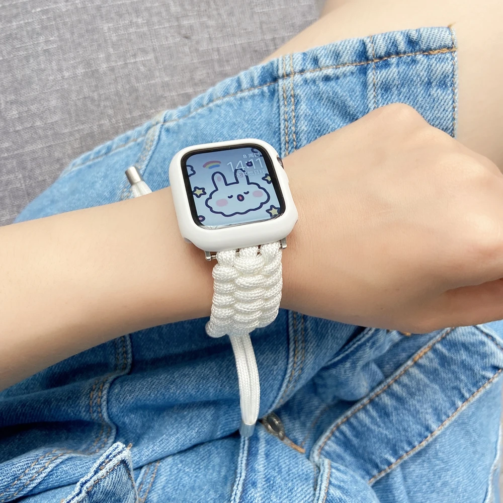 Ремешок нейлоновый для Apple Watch Band 40/44 мм series 1 2 3 4 регулируемый плетеный браслет iwatch