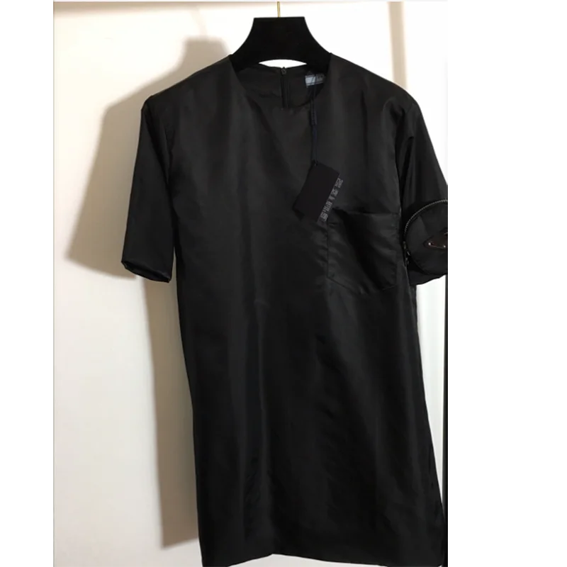 

2021 new fashion Short sleeve O-Neck Mini bag black Above Knee Mini T-shirt dress