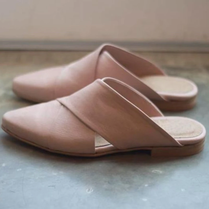 

2021Summer New Women's Cross StrapPU Leather Fashion Pink Lace Up Sandals Popular Versatile Comfortable Soft Casual Shoes 5KE208