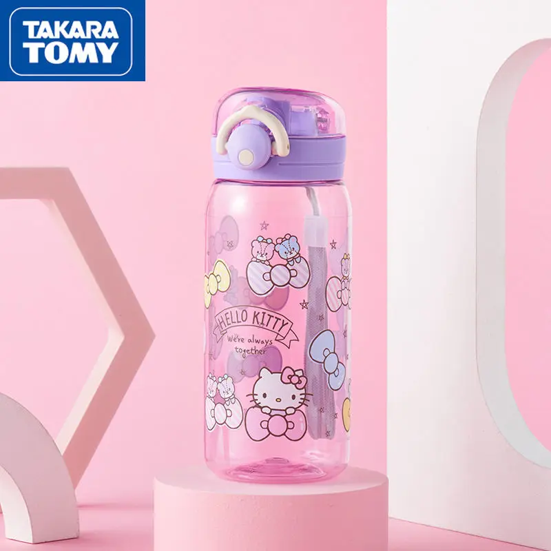 

TAKARA TOMY Милая мультяшная портативная пластиковая чашка HelloKitty простая устойчивая к падениям большая емкость детская чашка с чаем
