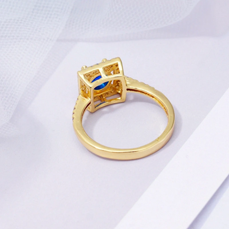 Классические полые квадратные обручальные кольца для женщин синие круглые с