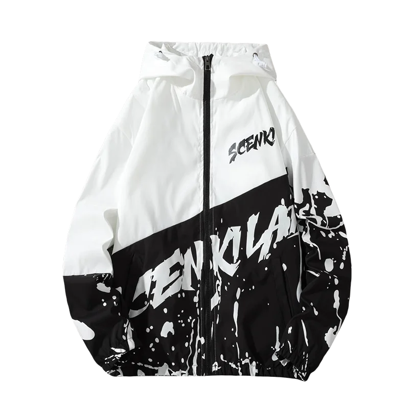 

Autumn Men's Hip Hop Jacket Windbreaker Hooded Casual Zipper Male Vintage Streetwear Jackets casual baseball clothes