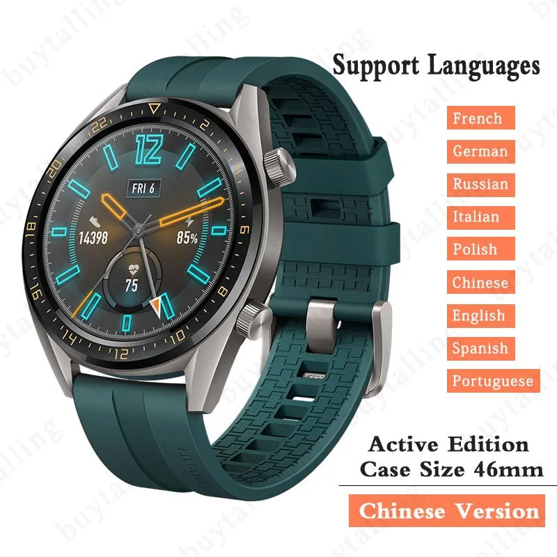 Huawei Watch GT Смарт часы Экстра Долгое время работы от батареи для Android iOS Поддержка водонепроницаемый телефонный звонок частота сердечных сокращений gps - Цвет: CN Green Active