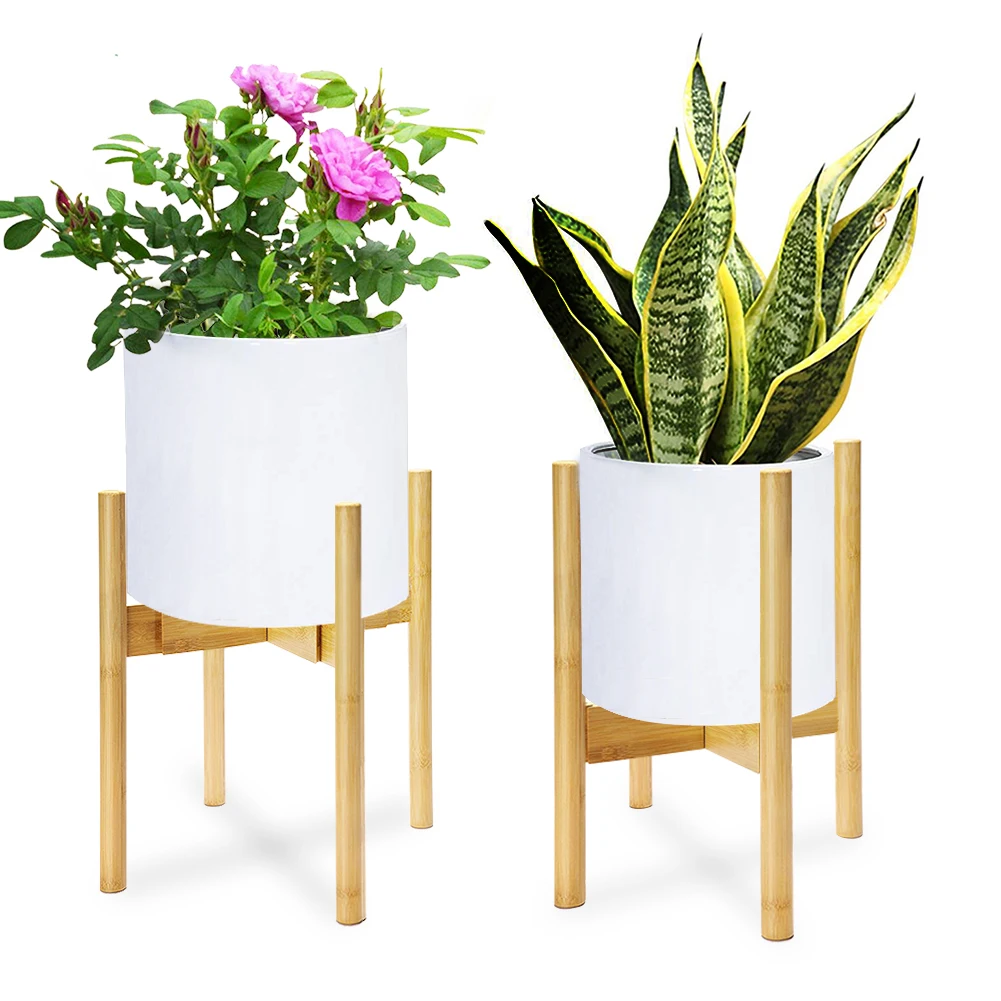 Регулируемые большие бамбуковые растения горшок подставка для растений Дисплей