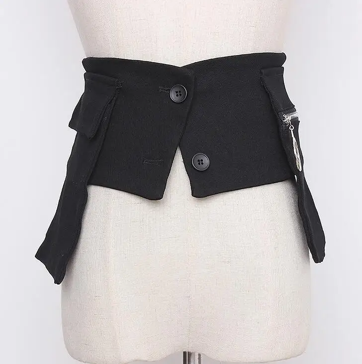 

Women's runway fashion black fabric elastic Cummerbunds female Dress Corsets Waistband Belts decoration wide belt R2923
