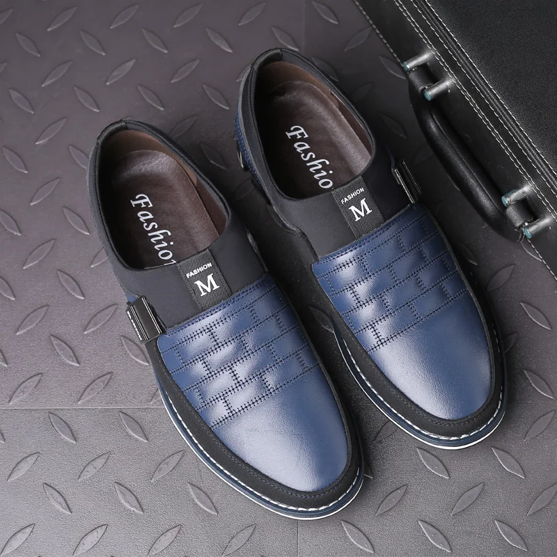 Мужские кожаные кроссовки без шнуровки DM38 деловые модельные туфли Повседневная