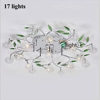 RC 17 lights Современный, хромированный, металлический, для спальни, светодиодные люстры, освещение, блеск, Хрустальный лист, для гостиной, светодиодная подвесная люстра, светильники - Цвет абажура: RC 17 lights