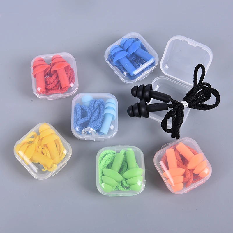 

2pcs Soft Anti-Noise Ear Plug Waterproof Swimming Silicone Swim Earplugs For Adult Children Swimmers Diving With Rope 2pcs